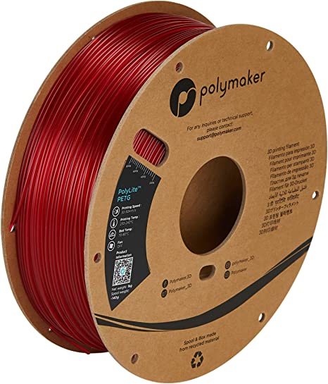 Polymaker PolyLite PETG 1.75mm-1 kg Translucent Red