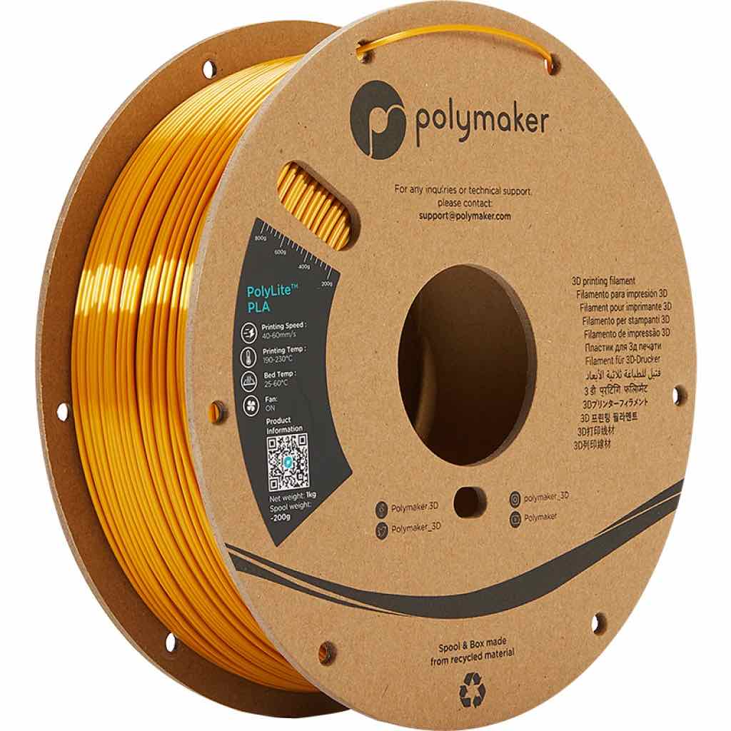Polymaker PolyLite PLA 1.75mm-1 kg Silk Gold