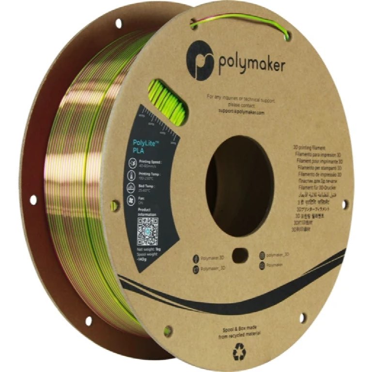 Polymaker PolyLite PLA 1.75mm-1 kg Dual Silk Aubergine Silk Lime-Magenta