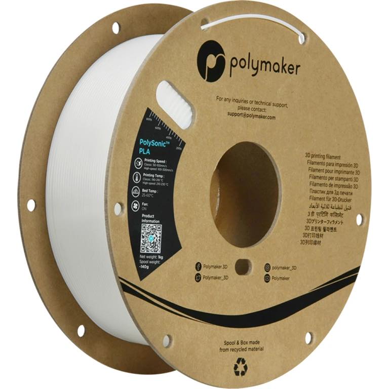 Polymaker PolySonic PLA 1.75mm-1 kg White