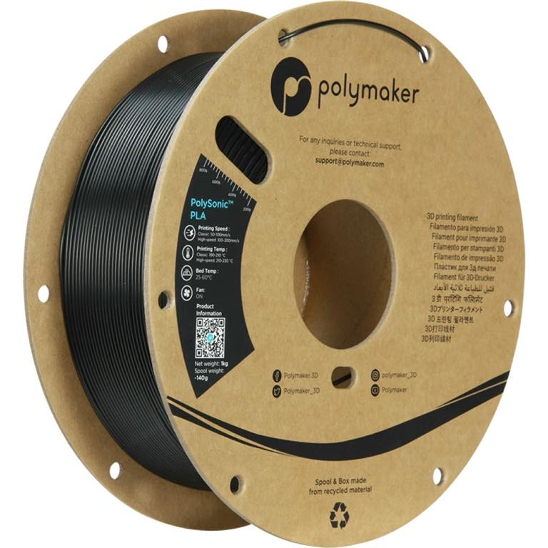 Polymaker PolySonic PLA 1.75mm-1 kg Black