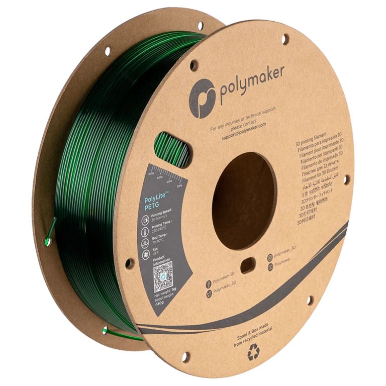 Polymaker PolyLite PETG 1.75mm-1 kg Translucent Green