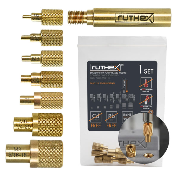 [32033] Ruthex Soldering Tips for thread inserts – M2 / M2.5 / M3 / M4 / M5 / M6 / M8