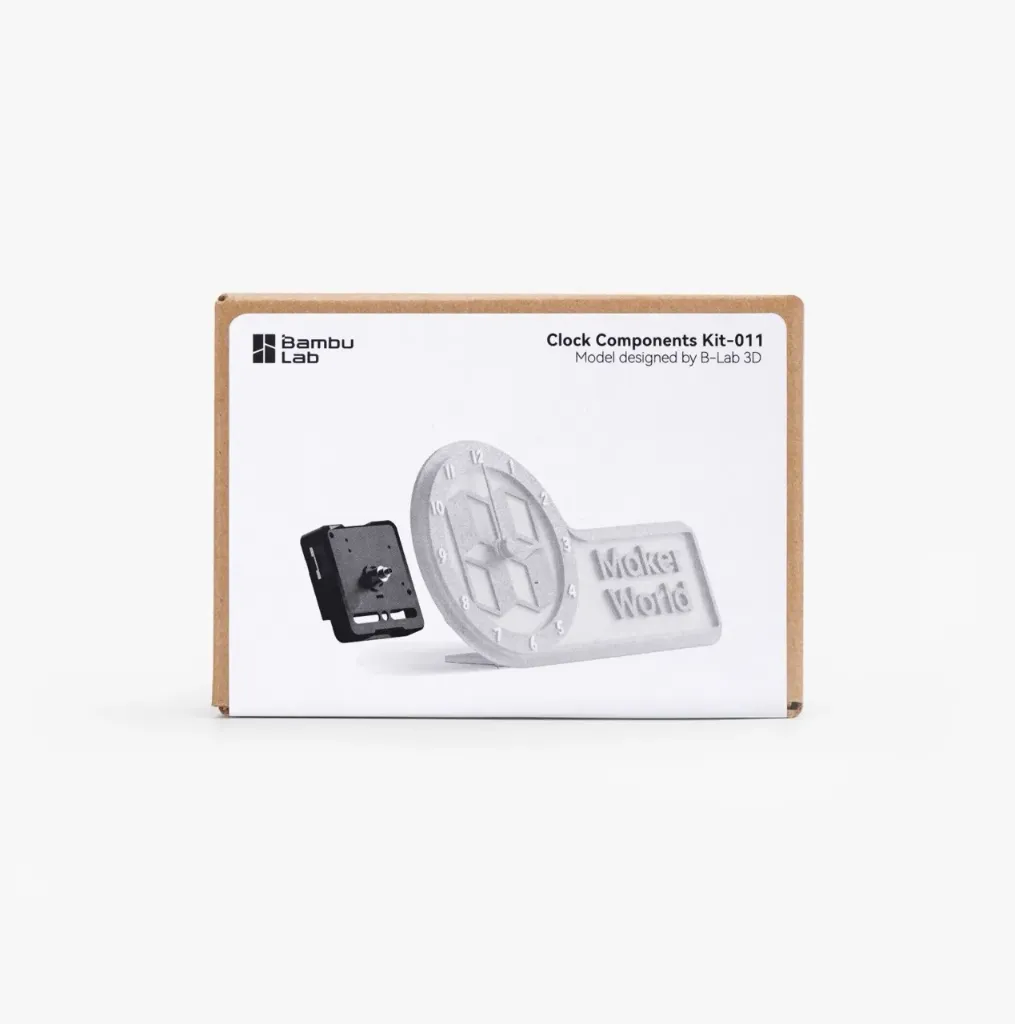 Bambu Lab Clock Components Kit-011 – 3D-tulostettavan kellon rakennussarja, kellomekanismi ja metalliset viisarit